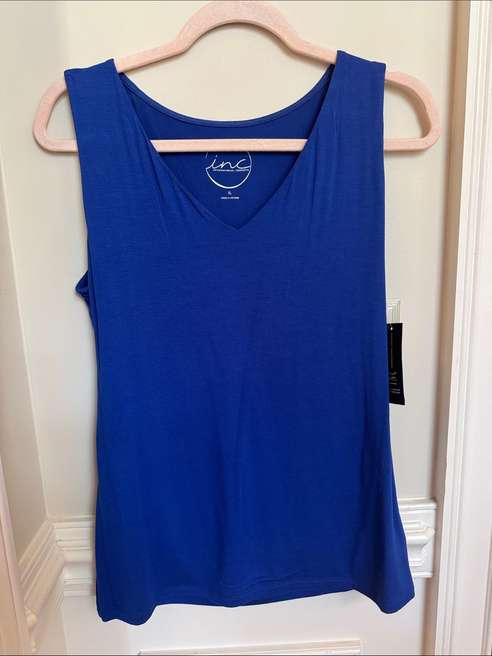 INC International Concepts Royal Blue V-Neck Sleeveless Top